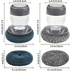 Pot Scrubber Brush with Soap Dispensing Handle