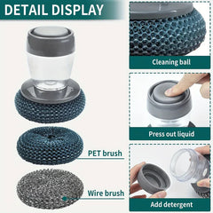 Pot Scrubber Brush with Soap Dispensing Handle