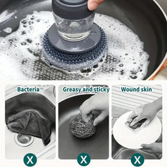 Pot Scrubber Brush with Soap Dispensing Handle