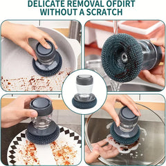 Pot Scrubber Brush with Soap Dispensing Handle