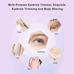 Multi-purpose electric trimmer for eyebrow, face, arm, nose, ear, and leg hair removal