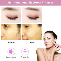 Multifunctional eyebrow trimmer before-after results, low-noise portable facial hair remover