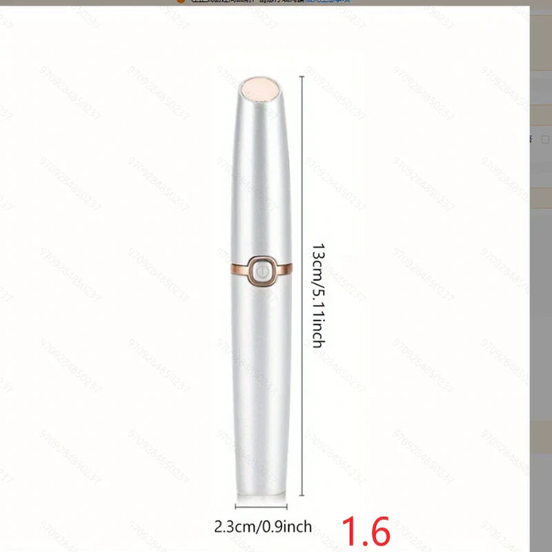Slim silver hair cut shaper, showing 13cm/5.11inch height and 2.3cm/0.9inch base width on white background