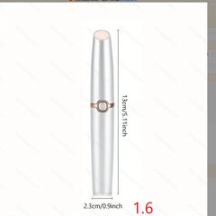 Slim silver hair cut shaper, showing 13cm/5.11inch height and 2.3cm/0.9inch base width on white background