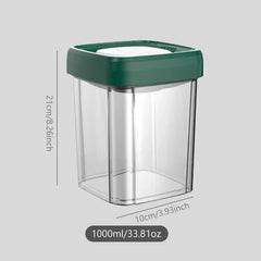 1000ml luftdichter Vorratsbehälter mit grünem Deckel und Abmessungen