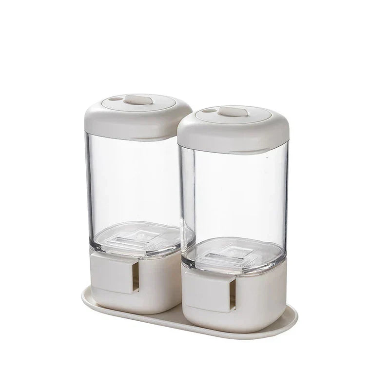 Quantitative seasoning jar dispenser set with multiple jars