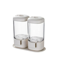 Quantitative seasoning jar dispenser set with multiple jars