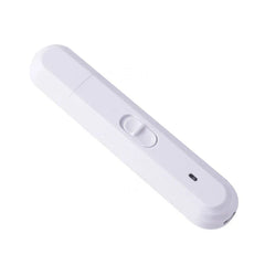 White portable USB rechargeable LED UV sanitizer wand with power switch
