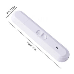 White portable USB nail drill pen with size dimensions, 14cm long