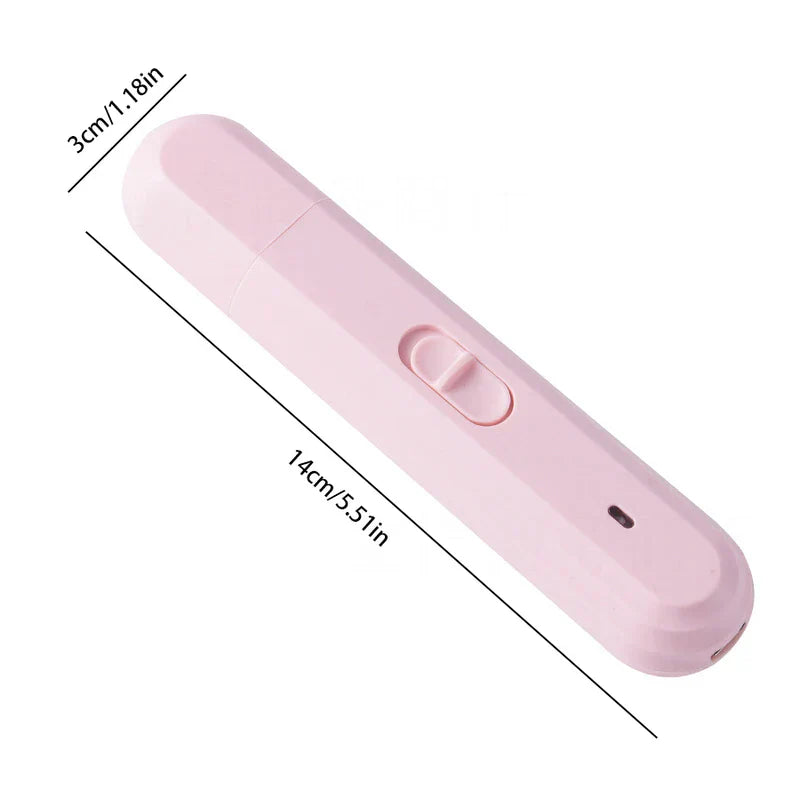 Pink mini USB nail drill polisher pen with size markings