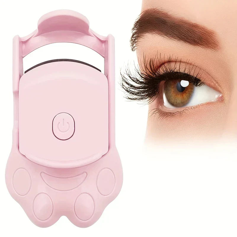 Rechargeable heated eyelash curler tool with silicone pad