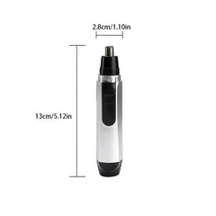 Nose ear hair trimmer with labeled dimensions: 2.8cm width and 13cm total height, on plain white background