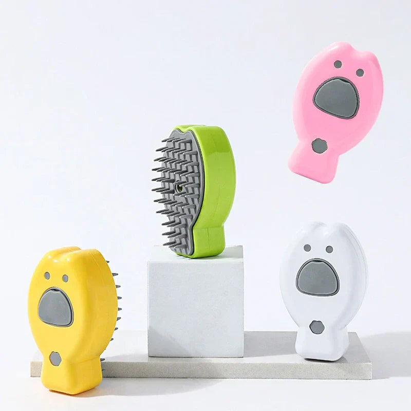 cepillo peine masajeador de vapor recargable para mascotas - primer plano de las cerdas del cepillo