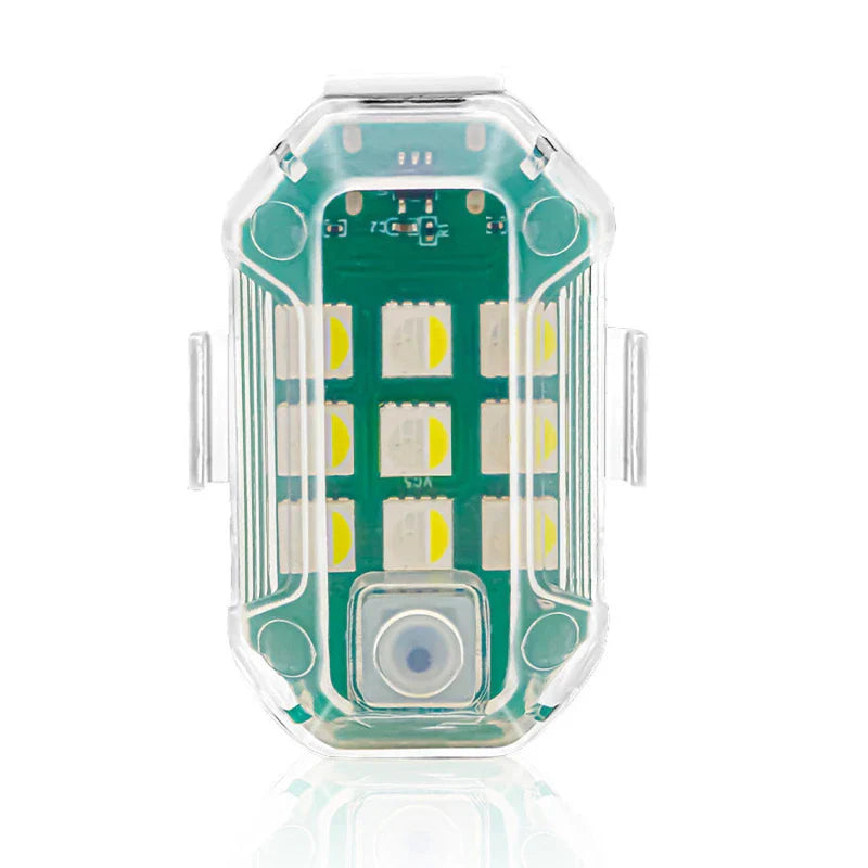 Remote control LED strobe warning light on a workbench