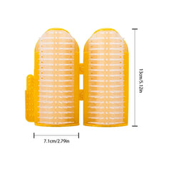 quitapelusas para pelo de mascotas - Quitapelusas amarillo de doble cara para pelo de mascotas con dimensiones: 13 cm de alto, 7,1 cm de ancho, sobre fondo blanco.