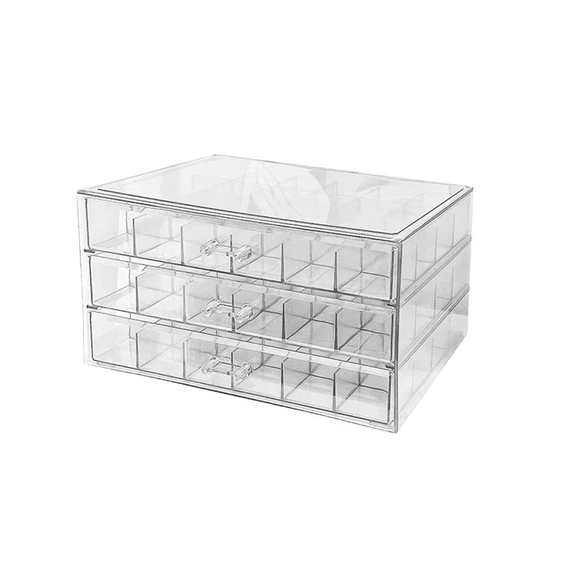 3 Tier Clear Acrylic Drawer Organizer with 18 Grid Compartments for Jewelry & Small Items