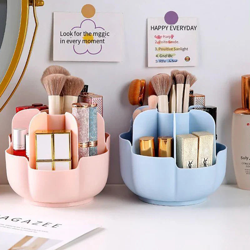 Makeup brush holder with brushes upright