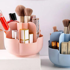 Rotating makeup brush holder organizer close-up
