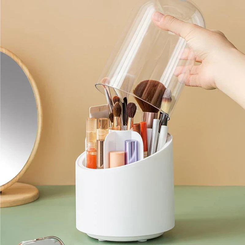 Makeup brush storage bucket with rotating base