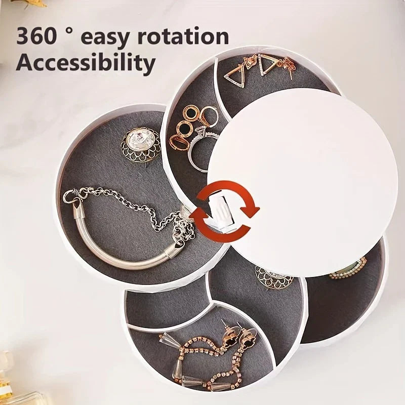 Rotating Mirrored Multi-Layer Jewelry Organizer Box