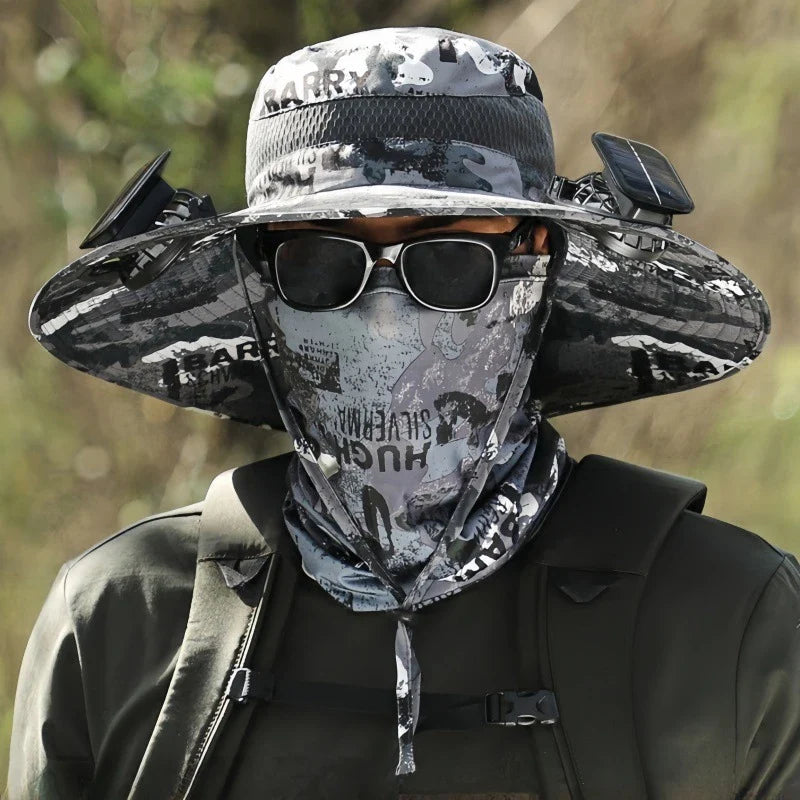 Solar 2 Fans Wide Brim Sun Hat - New HomeGoods