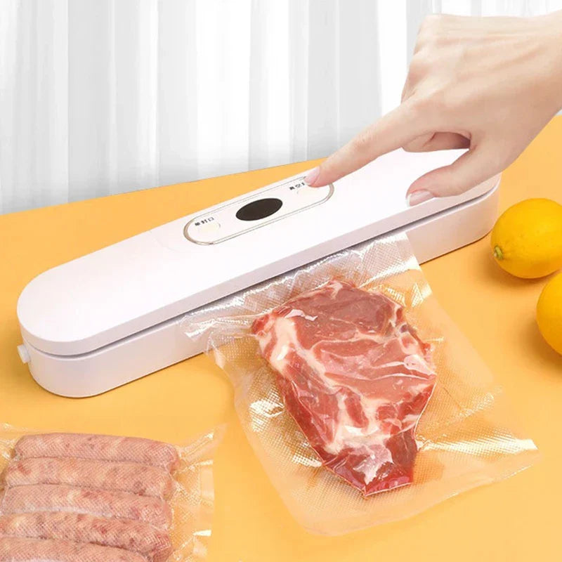 Hand holding the Sjt-618 Mini Bag Heat Sealer sealing a snack bag