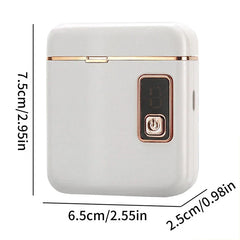 White and gold tweezerman nail cutter with power button, dimensions 7.5cm x 6.5cm x 2.5cm on white background