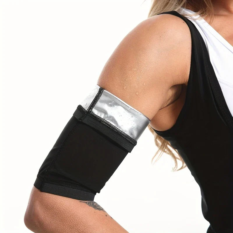Sauna arm shaper sleeves 2pcs in black on white background