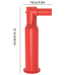 Red skewer kebab maker box shown with 10cm width and 21.5cm height dimension labels on a plain white background.