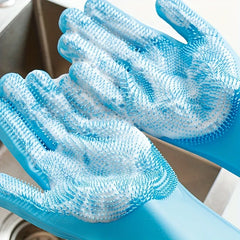 Silicone Dishwashing Cleaning Gloves with Scrubber