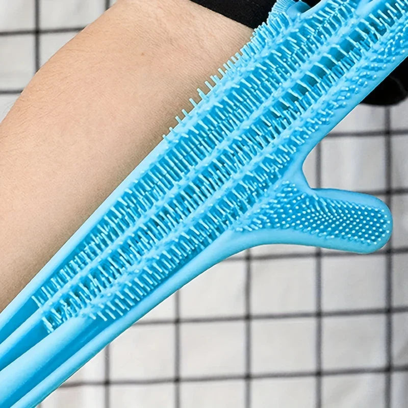 Silicone Dishwashing Cleaning Gloves with Scrubber