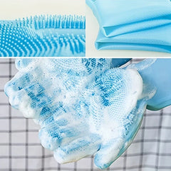 Silicone Dishwashing Cleaning Gloves with Scrubber