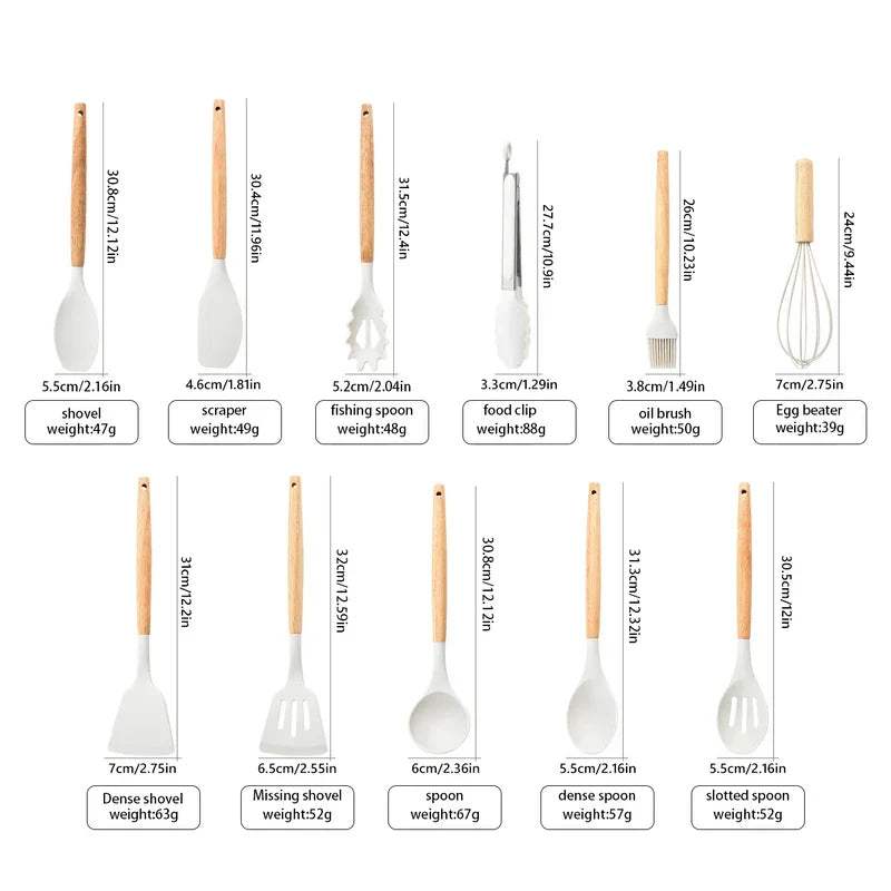 Silicone Kitchen Utensil Cooking Set 19 Piece