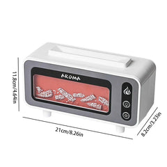 White and grey aroma diffuser & humidifier with size dimensions (21cm x 8.2cm x 11.8cm) shown
