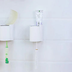 Compact toothbrush mouthwash cup holder with rinsing cup and brush