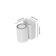 White mouthwash cup holder with dimensions 12cm/4.72in, 8.5cm/3.35in, 11.3cm/4.45in labeled.