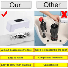 Hands-free toilet flusher in a modern bathroom setting