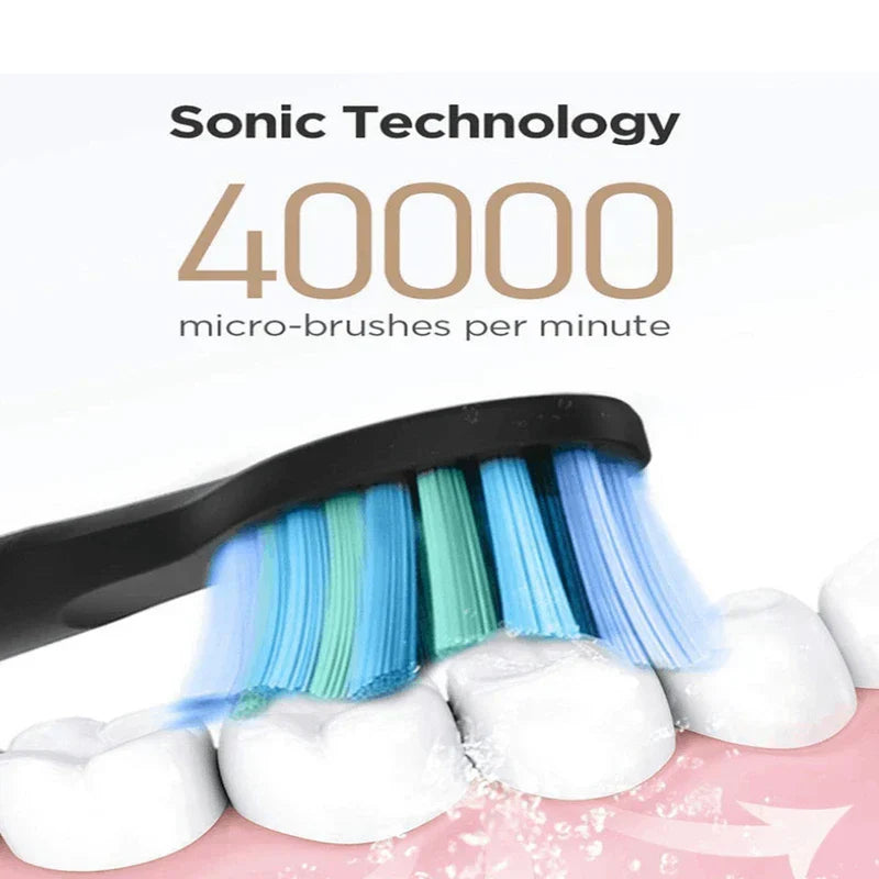 Electric toothbrush with charging base and brush heads