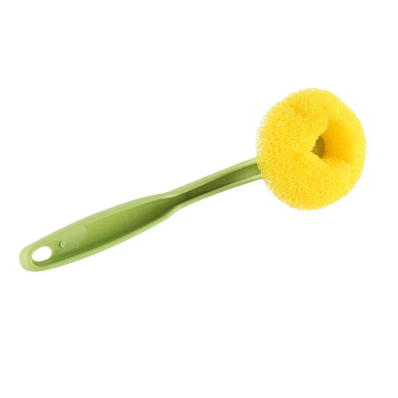 Soap dispensing brush with built-in soap reservoir and durable bristles