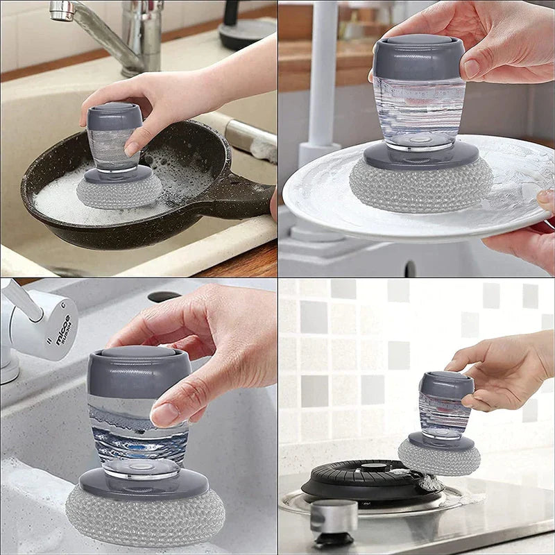 Soap Dispensing Pot Scrubber Dish Brush