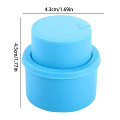 Soda Can Lid - Light blue cylindrical two-part cap with dimension lines showing 4.3cm width and 4.5cm height
