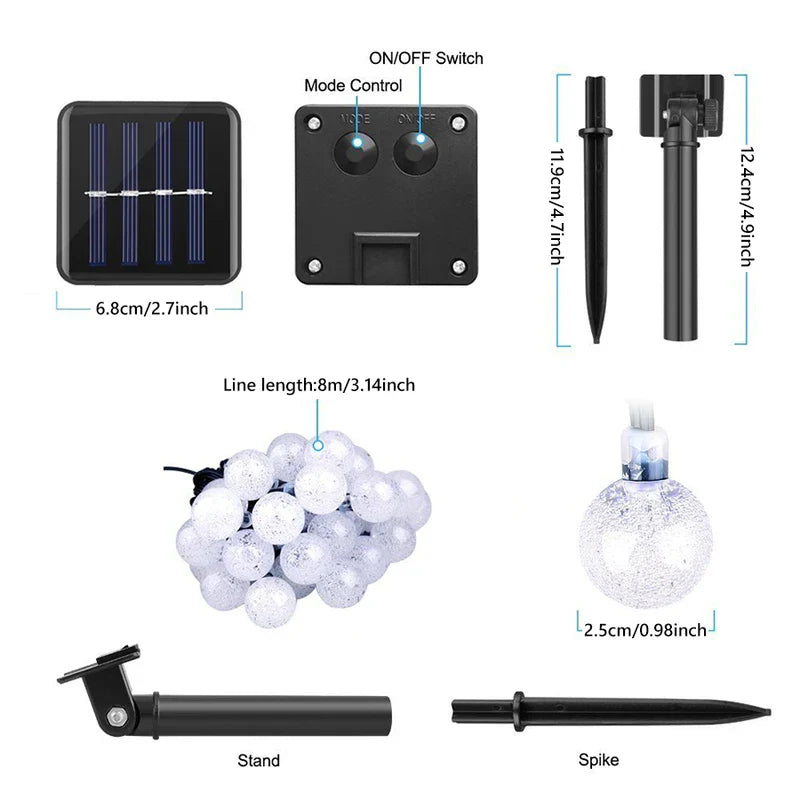 Solar Bubble Ball String Lights Outdoor