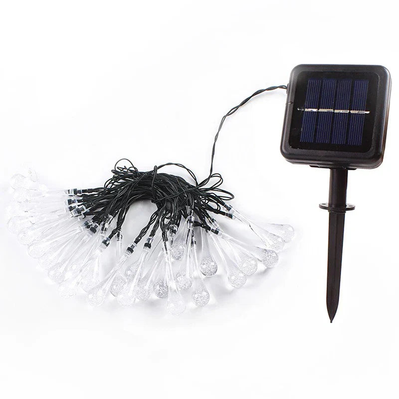 Solar Water Drop String Lights Outdoor
