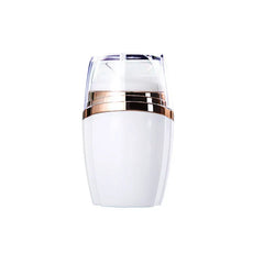 Sonic Facial Cleansing Brush - White cleansing device with rose gold accent band and clear protective cap
