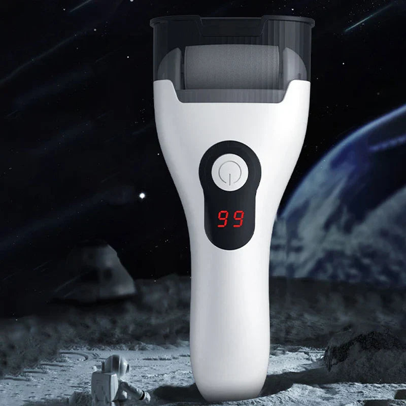Spa Pedicure Hard Skin Grinding Smoothing Tool - Electric foot callus tool displayed against space-themed background