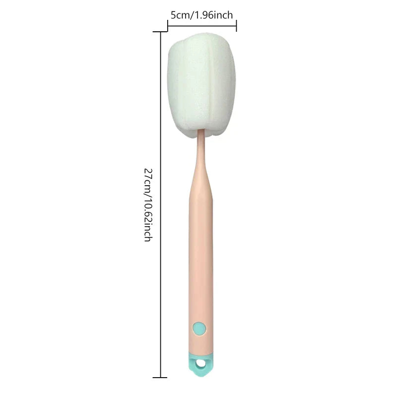 Sponge Bottle Cleaning Brush - Product dimensions diagram of a sponge brush with measurements: total length 27cm, sponge head width 5cm