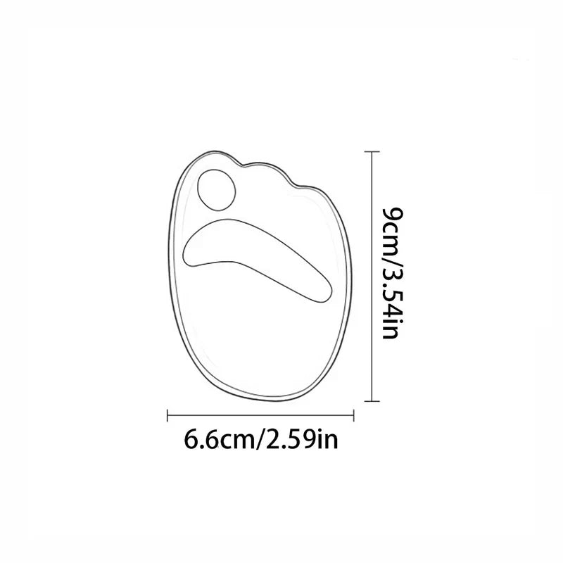 almohadillas de esponja para el antepié - Diagrama de líneas que muestra las dimensiones de la almohadilla: 9 cm/3,54 pulgadas de alto, 6,6 cm/2,59 pulgadas de ancho