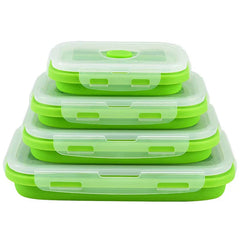 Food Storage Containers - Set of four folded food containers in bright green with clear lids, stacked