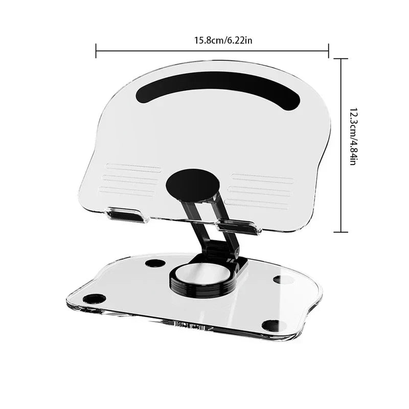 A foldable smartphone tablet desktop holder with dimension labels: 15.8cm wide and 12.3cm tall, on a white background.