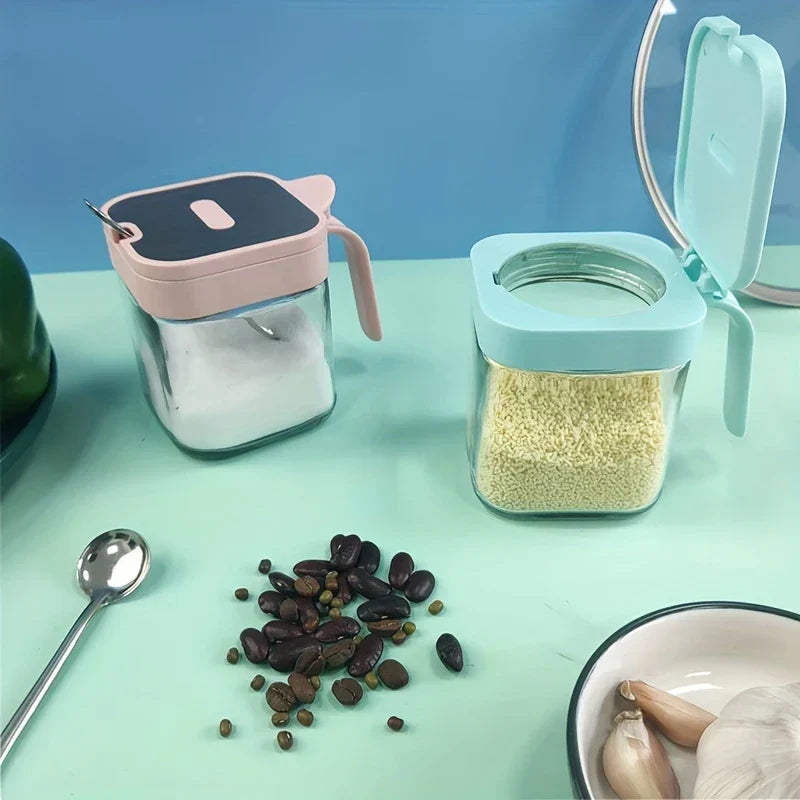 Stainless Steel Glass Spice Jar Shaker Container